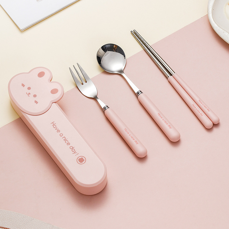 가로형 수저통 + 토끼 3종 세트