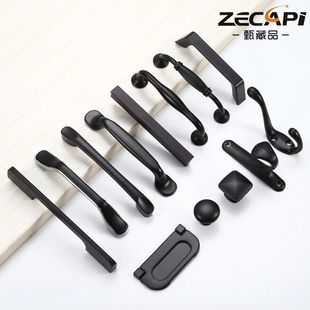 Black Minimalist Aluminum Alloy Cabinet Handle for Home Use, Solid Handle for Furniture Drawers and Wardrobe Doors, Simple and Modern Style