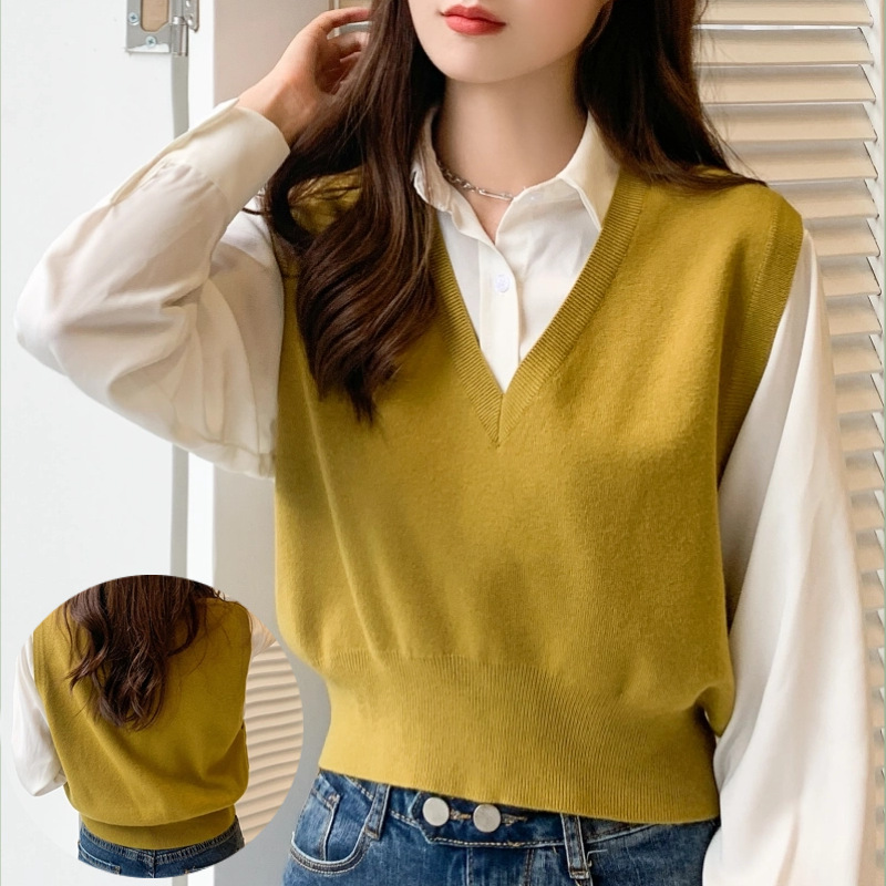 针织厂现货批发JK制服背心 承接天猫淘宝大小定单V领马甲毛衣外套