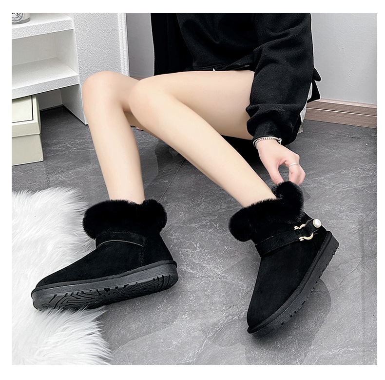 Botas de neve de tubo curto para mulheres 2023 Novo outono e inverno Pelúcia Sola grossa Sapatos de algodão Moda Manga Pão Sapatos para aquecimento_voghion.com