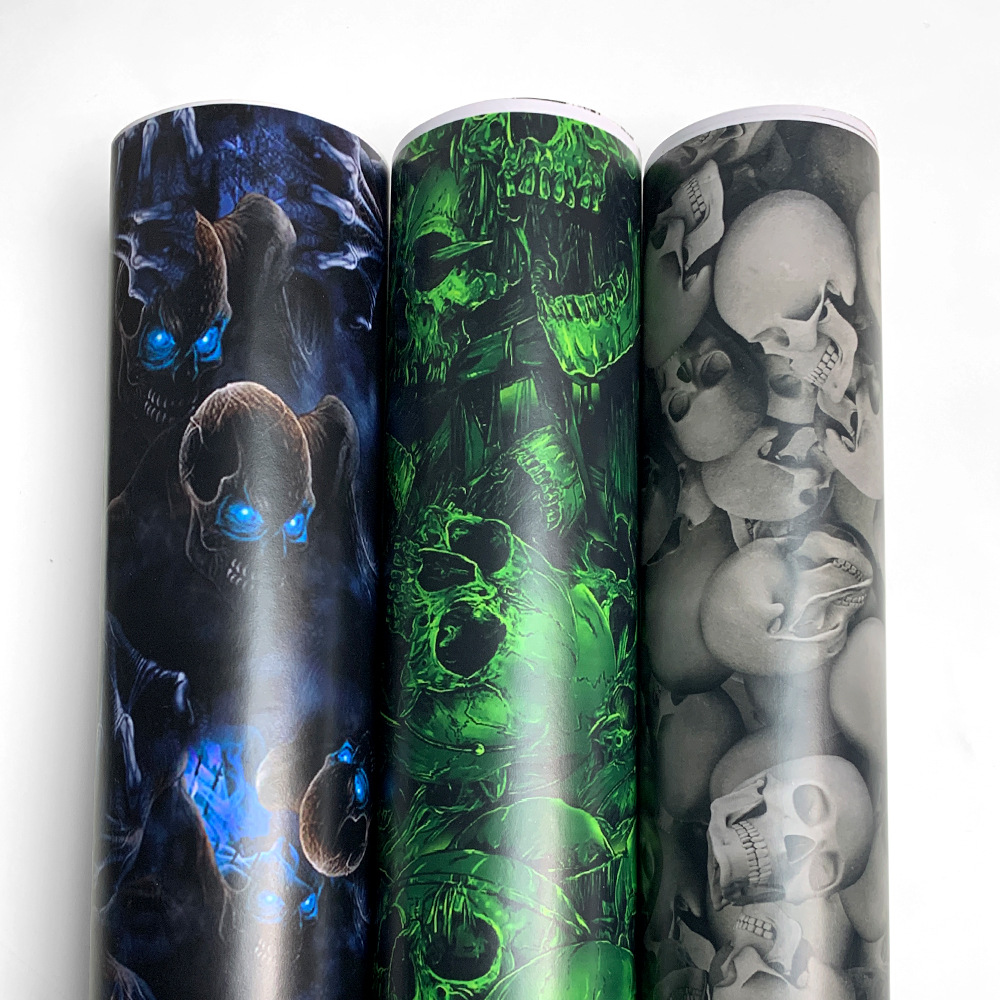 Motorcycle Rear Box Personalized Skull Camouflage Body Film Painted Car Color-Changing Film Modification Sticker Hood