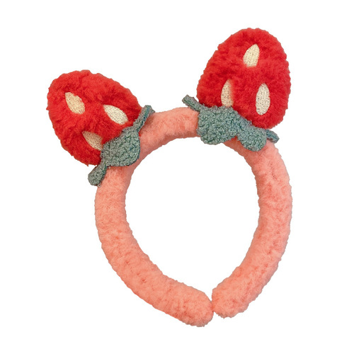 Internet celebrity girl's cute three-dimensional strawberry headband, sweet forest headband, face wash, makeup, pressed hair band, headband