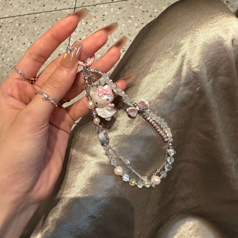 芭蕾风镶钻蝴蝶结天使kt猫手机壳挂绳ccd相机咕本卡册装饰品卡通|undefined