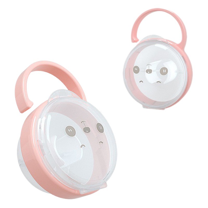 Nuevo producto transfronterizo chupete para bebé caja transparente a prueba de polvo con función portátil chupete de dibujos animados caja de almacenamiento PP panda