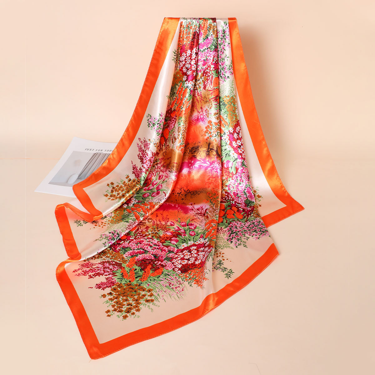 Women's Fashionable And Versatile Floral Print Headscarf 90% Matte Silk Scarf Wholesale Summer Accessory_voghion.com