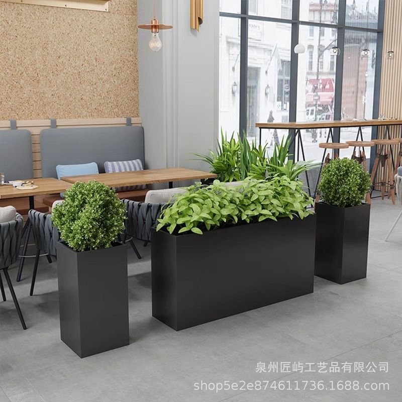 ステンレス鋼のバルコニーフラワーボックス組み合わせ水トレイ長方形屋内および屋外のモバイル鉄花壇中庭植栽ボックス|undefined