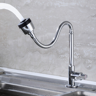 304 Stainless Steel Kitchen Faucet Hot and Cold Brass Faucet Single Cold Sink Faucet Splash-Proof Wholesale