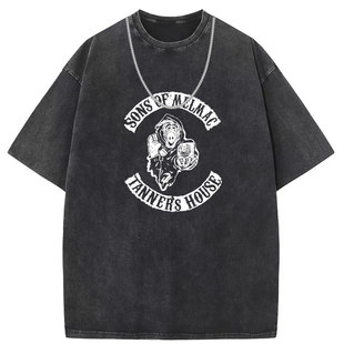 Independent Station Amazon Short-sleeved T-shirt Men's Harajuku Retro Animation oversize Trend European and American Women's Clothing Men's Customization