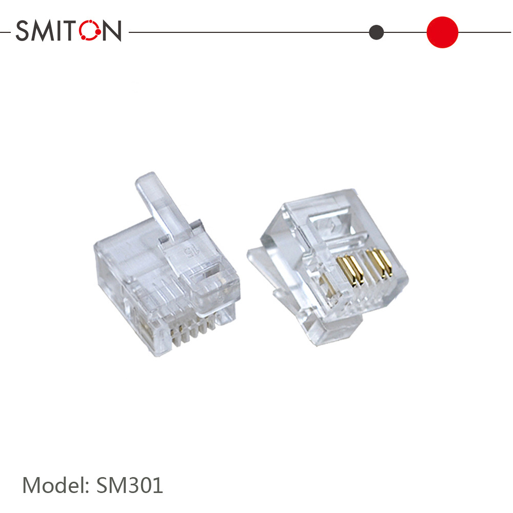 供应电话水晶头歪头6P4C/RJ11水晶头水晶头