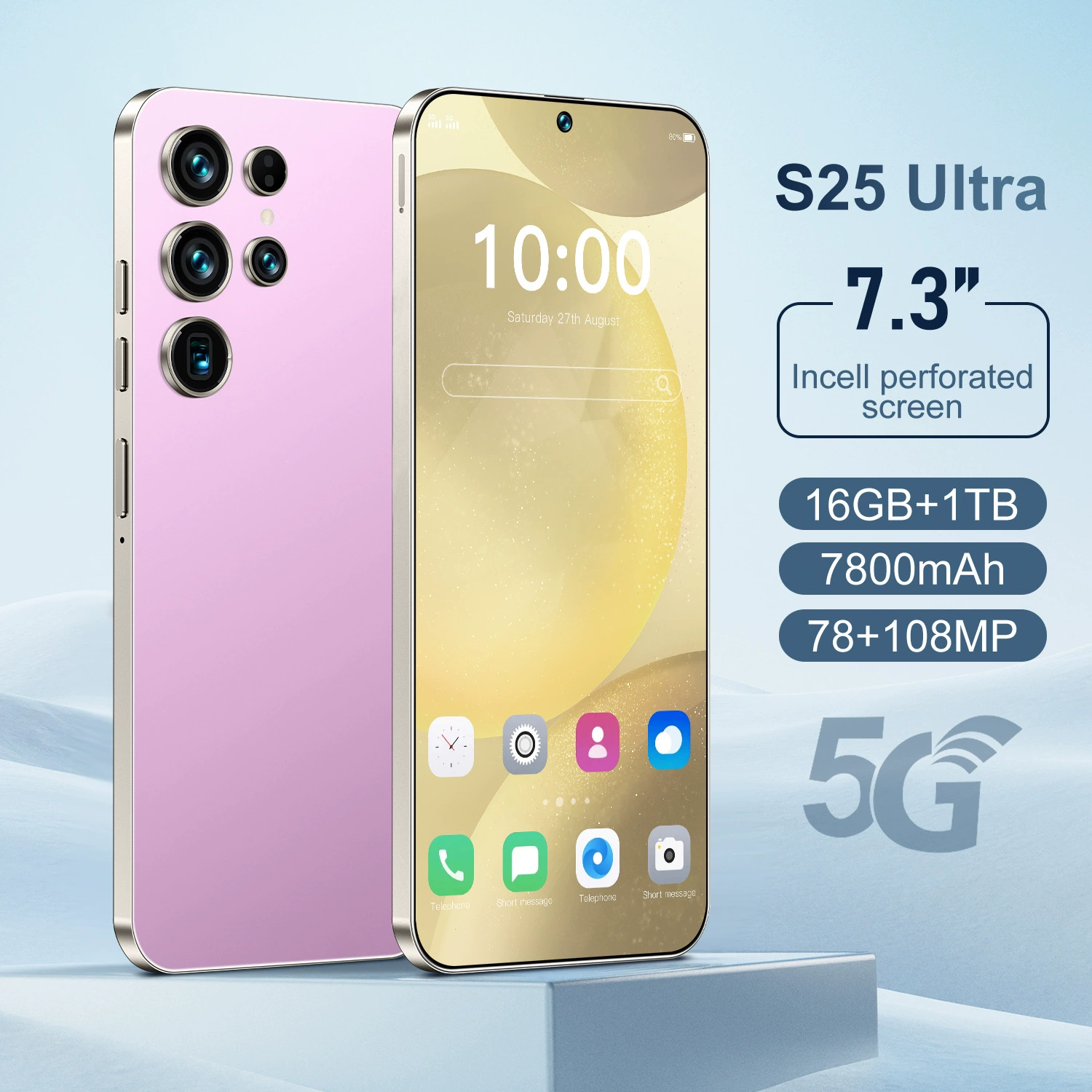 (Переходная торговля), мобильный телефон, S25, смартфон, 4G, G7, 7.3 дюйма, широкий экран, Android 12