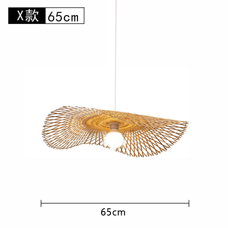 Lámpara de araña tejida de bambú Restaurante chino Lámpara de salón de té de linterna de bambú Restaurante japonés Sombrero de paja Lámpara de araña tejida de ratán B & B