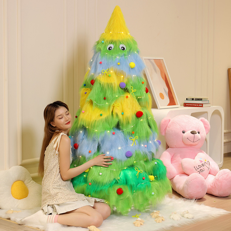 Cross-Border Christmas Atmosphere Decoration Scene Living Room Decoration Plush Christmas Tree Package Popular Tree DIY Material Package