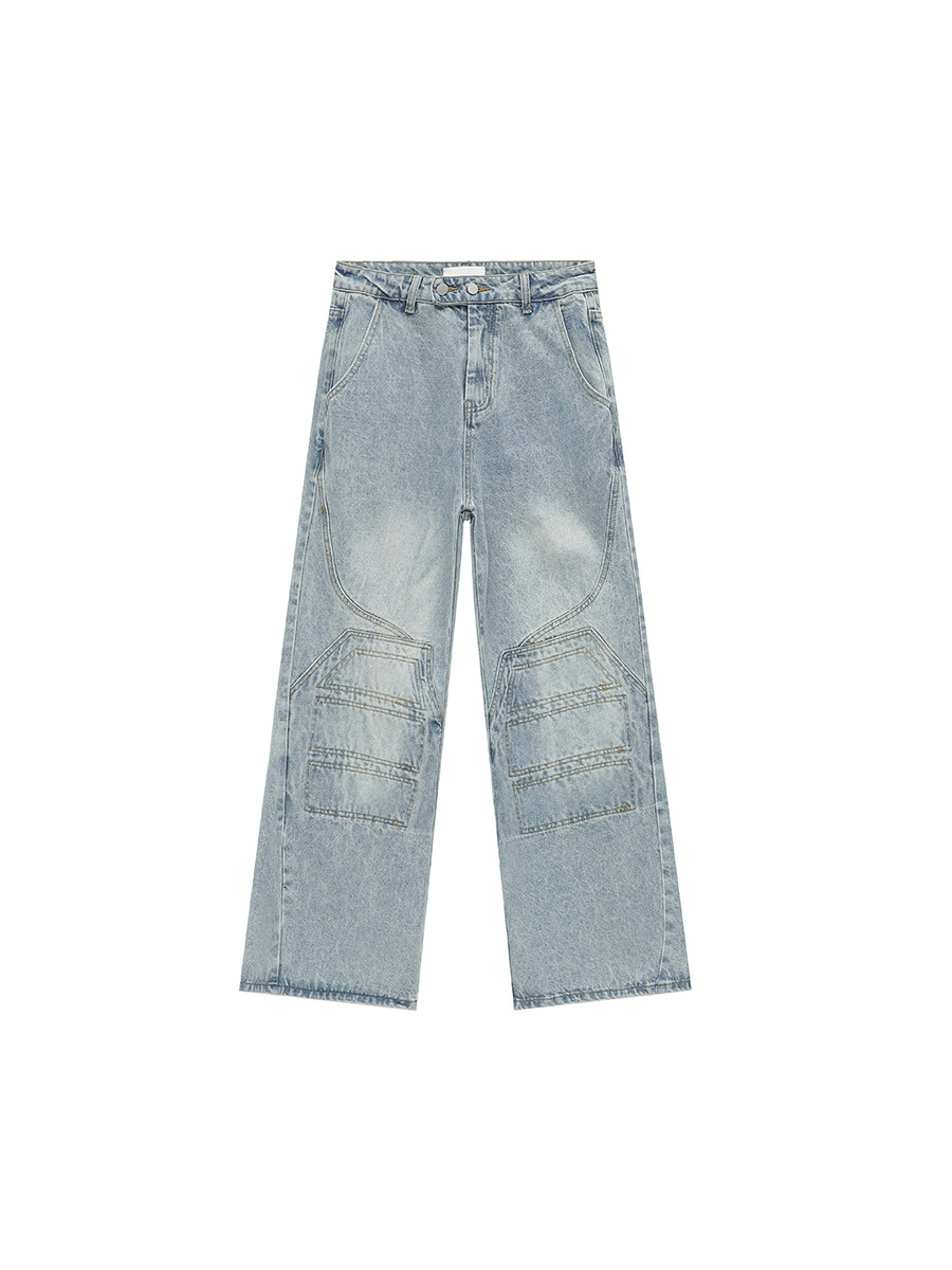 MTLCLOTHES Ropa de hombre | 2024 primavera nuevo producto deconstrucción de nicho diseño empalme jeans lavados rectos