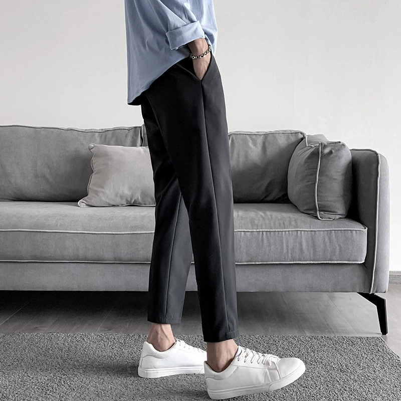 Стильные брюки, мужской костюм на весну, корейский стиль, slim fit, свободный прямой крой