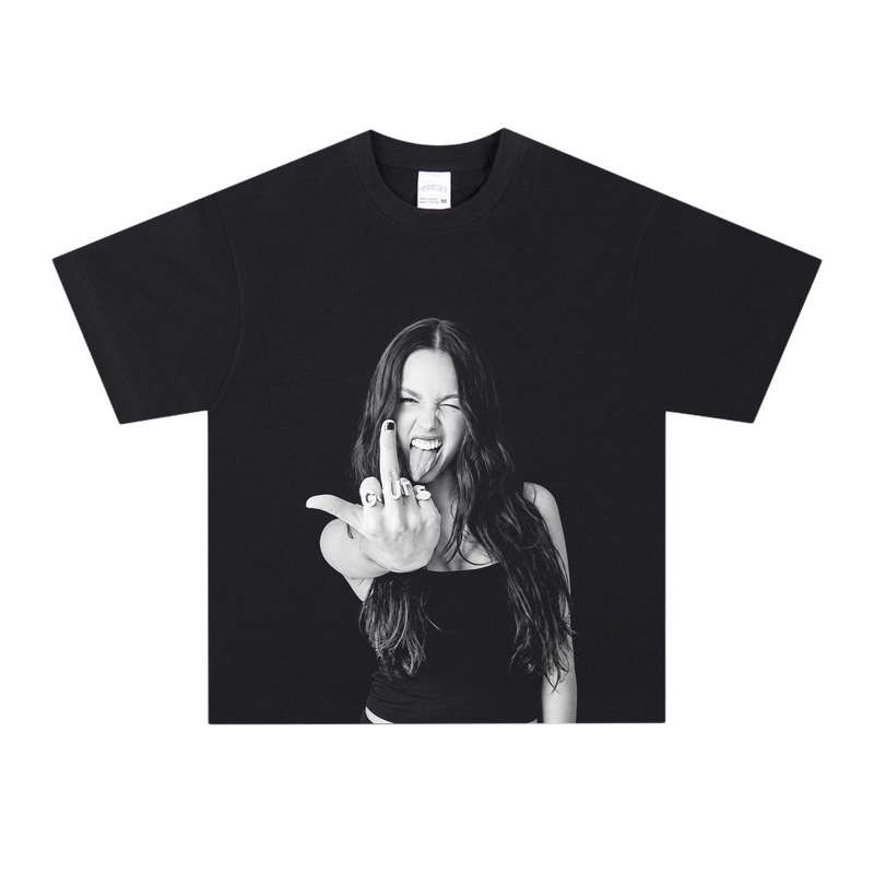 Oliviarodrigo Olivia Rodrigo American Retro Round Neck Short-Sleeved Washed High Street Pure Cotton T-Shirt Oliviarodrigo Olivia Rodrigo American Retro Round Neck Short-Sleeved Washed High Street Pure Cotton T-Shirt