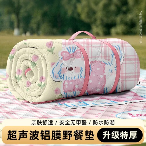 Ultrasonic picnic mat with thick tent outdoor mat waterproof and moisture-proof mat portable foldable lawn camping mat