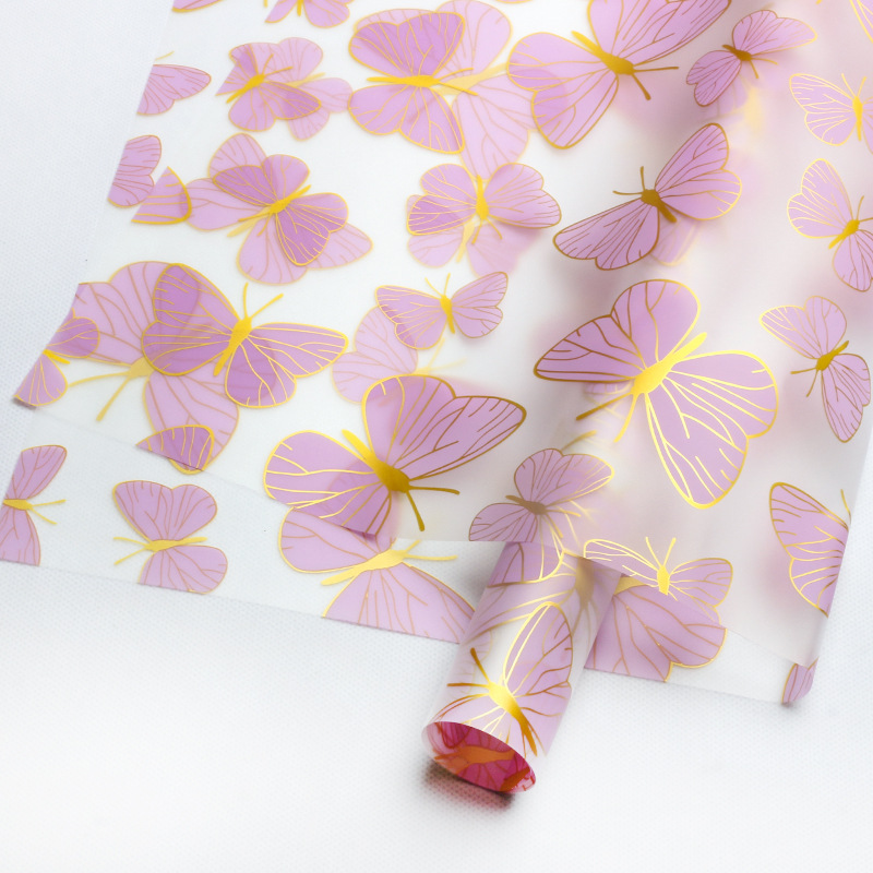 Flor de oro mariposa flor de papel de embalaje ramo diy regalo floral paquete floral flor flor floral floral floral florista papel de vidrio