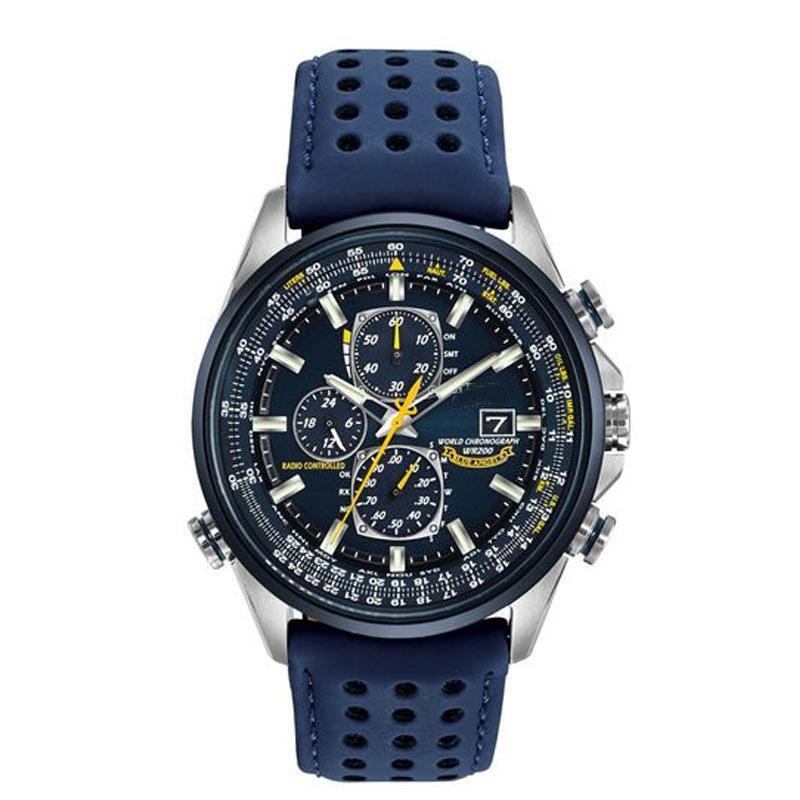 Foreign Trade Popular Blue Angel Men's Watch Multi-Function Timing Steel Band Business Waterproof Watch Factory Ready Delivery