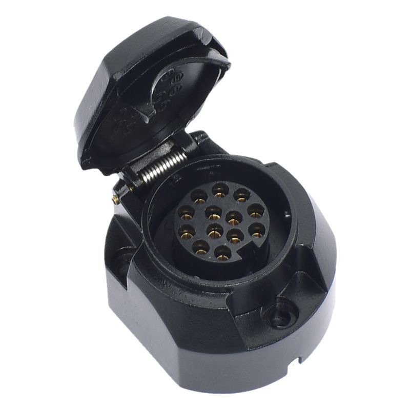High-Quality 13-Core Trailer Plug Socket European-Style Plug Socket Yacht Rv Modification Accessories Copper Core 12V