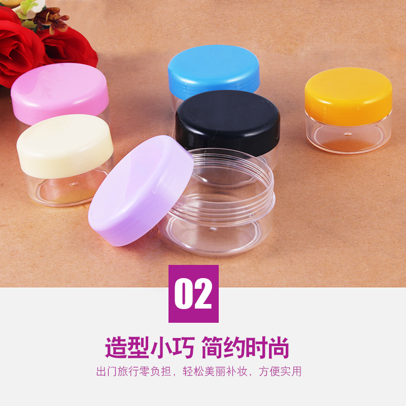 En stock al por mayor caja de crema color transparente/10/20/50g botella cosmética caja de embalaje inferior transparente