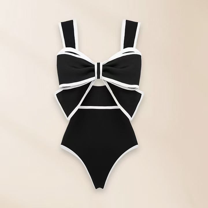 Modischer Damen Badeanzug Mit Schleife Und Rock Im Retro Design_voghion.com