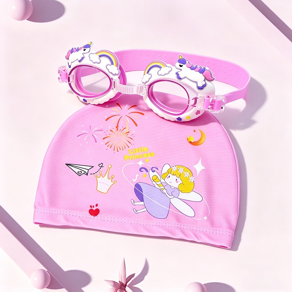 2026 nuevo conjunto de gafas de baño para niños gorras de natación encantadoras impresión gorras de natación para niñas gafas de natación para niños