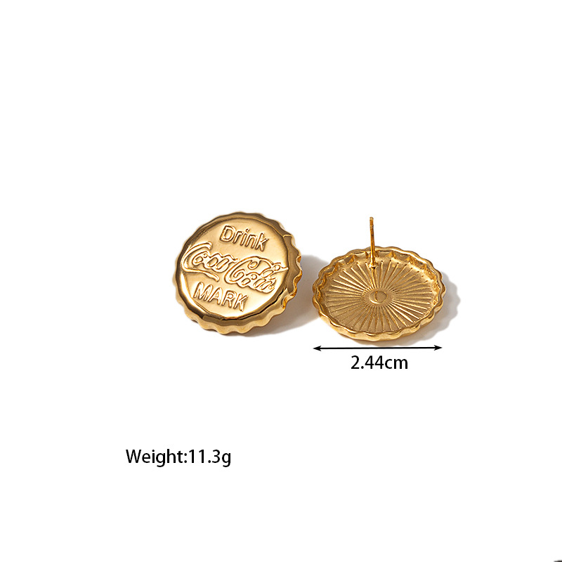 304 Stainless Steel Ear Needle Material 1 Pair Retro Classic Style Geometric Letter Plating 304 Stainless Steel 18K Gold Plated Ear Studs