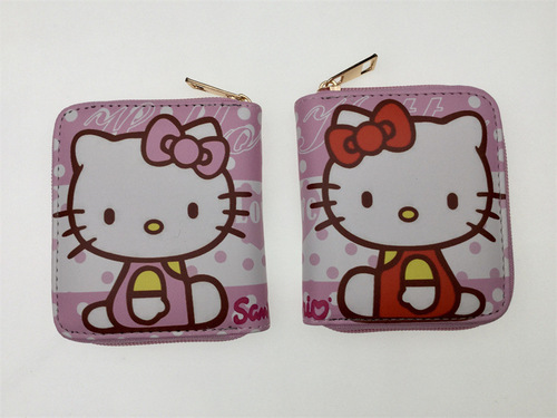 Cute KT Cat Cartoon Coin Purse Cartoon Kitty K T Cat Short Zipper Coin Purse Storage Bag