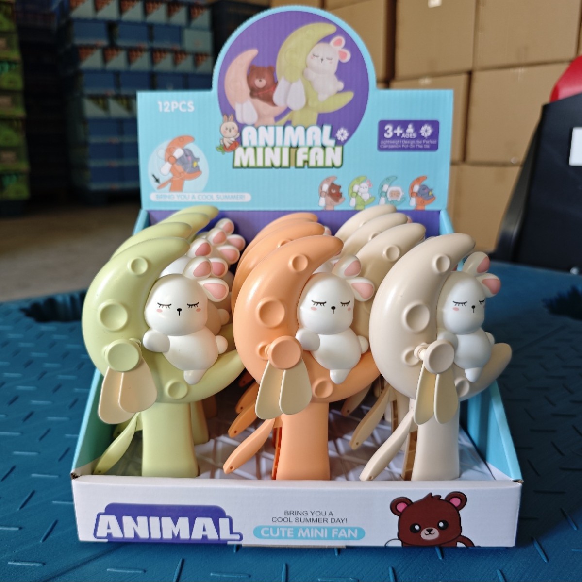 Foreign Trade Cartoon Moon Rabbit Mini Hand Fan Portable Cute Manual Portable Hand Fan Children's Gift