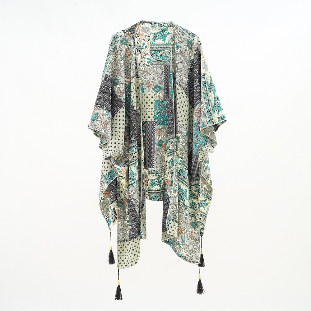 Nueva primavera y el verano de las mujeres impreso camisa de protección solar kimono chal ropa de protección solar blusa ropa de playa