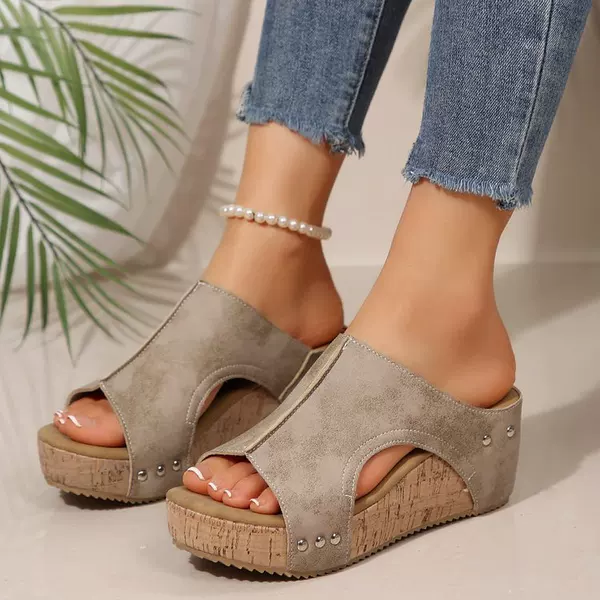 Plus Size Export Wedge Sandals 2025 Summer New Retro Thick-Soled Fish Mouth Roman Sandals Women's Platform Thick-Soled