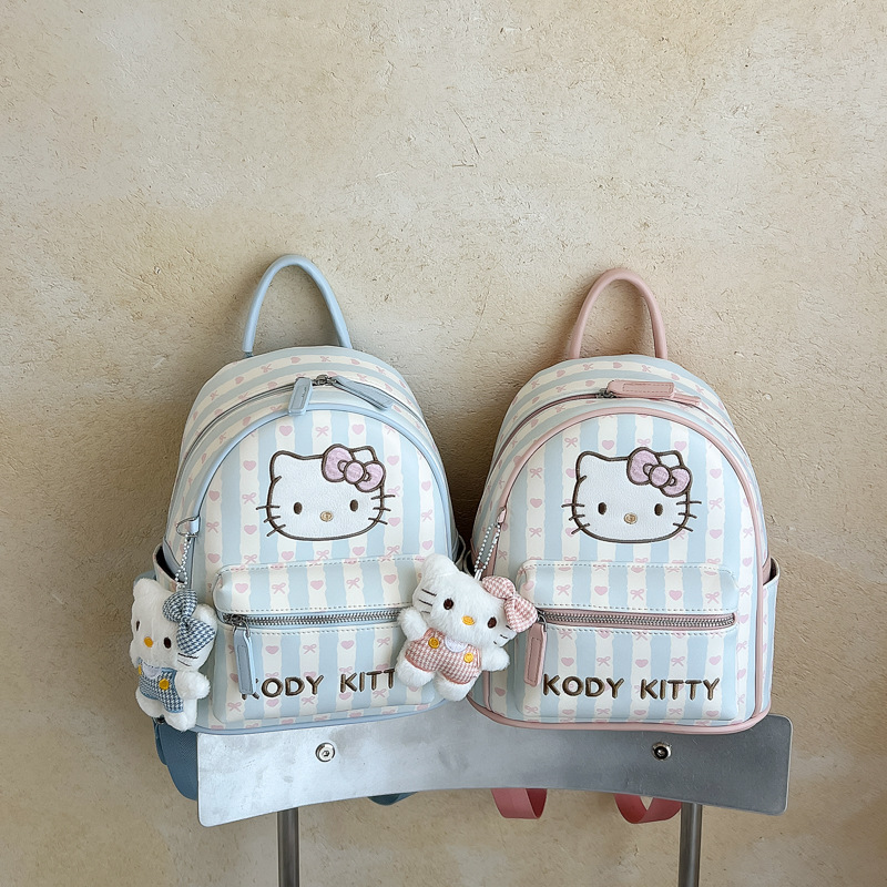 New Korean-style sweet and cute cat-printed cross-border women's backpack with embroidered letters and cartoon design, multi-purpose small backpack