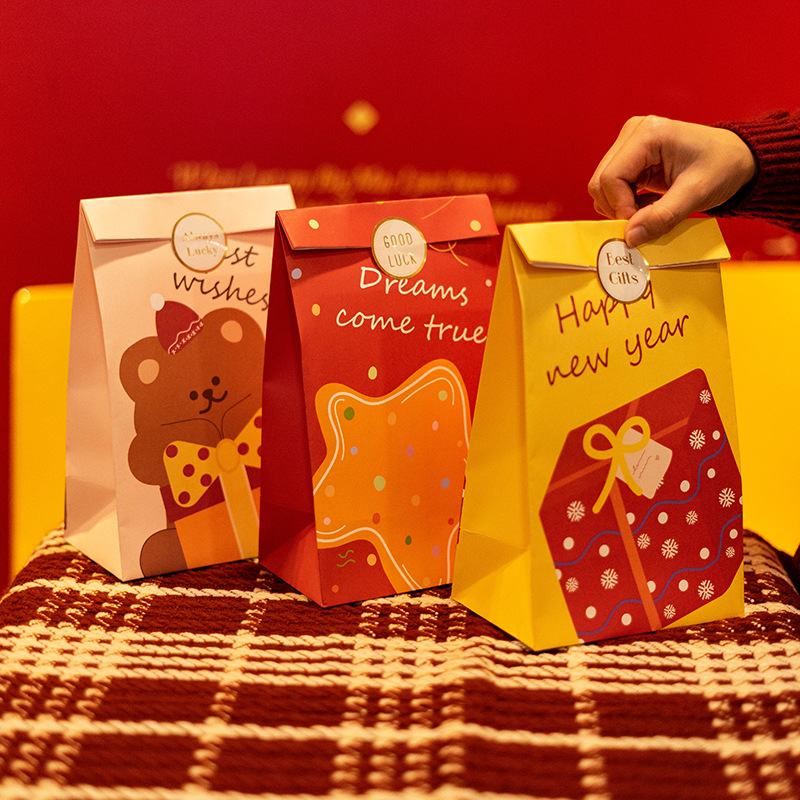 新年春节礼物袋子手提纸袋包装礼品袋小生日口红春节礼袋小号加厚