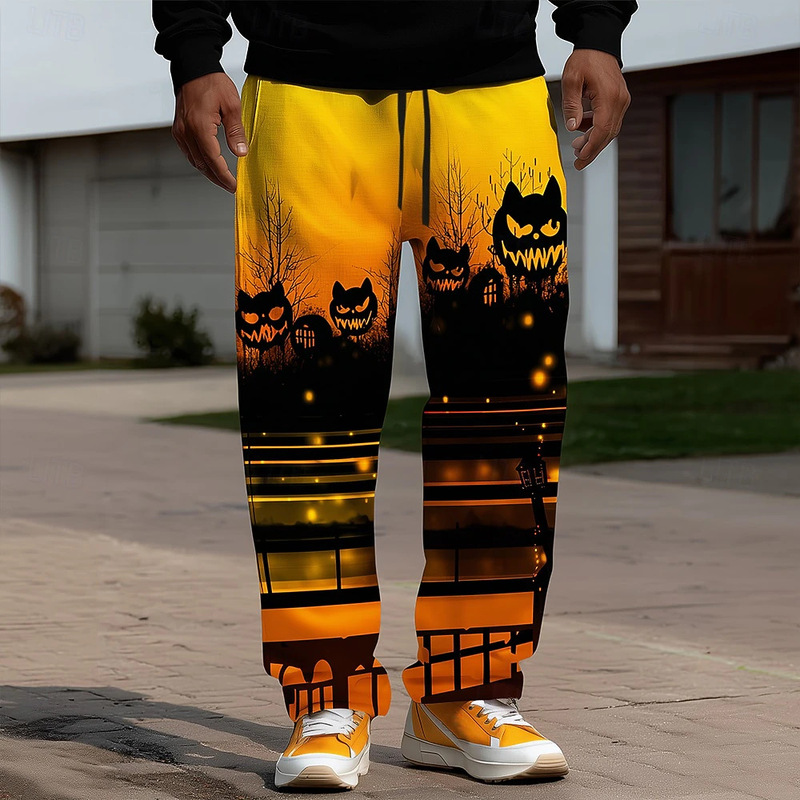 Cross-Border European and American 2024 New Casual Versatile Fashion Trendy Halloween Men's Casual Pants Mr10