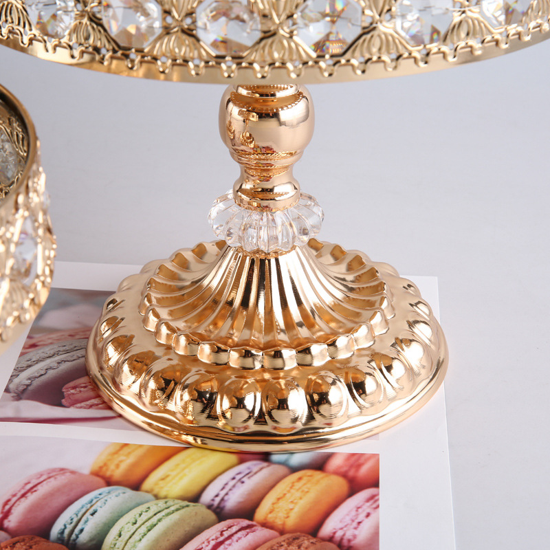 Bandeja de pies altos de lujo ligero de hierro forjado de estilo europeo, descanso para el té de la tarde, mesa de postres, estante de punto, sala de modelos de metal, estante de exhibición, decoración image 5