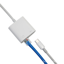 适用苹果手机网卡lightning转网口RJ45以太网二合一百兆转换器