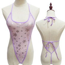 情趣内衣迷你泳衣泳装女士性感雪花透视网纱连体比基尼套装527