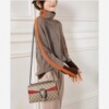 Contrast sleeves full imitation wool high neck knitted sweater for women in autumn and winter