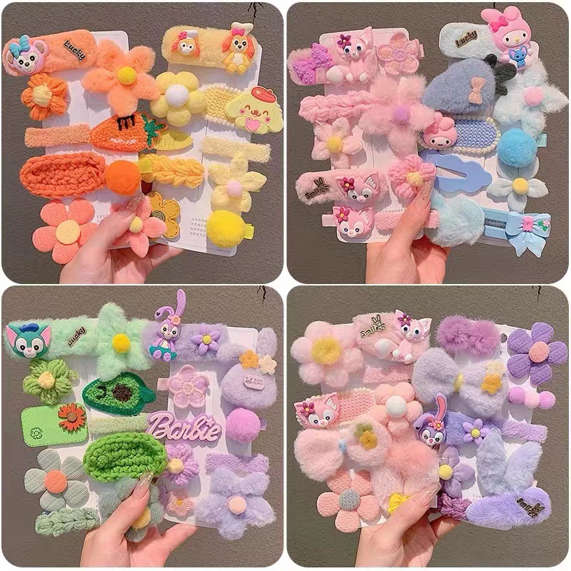 Spring Fuzzy Hair Clip for Girls Side Bangs Cartoon Hairpin Head Accessory New Children Hair Accessories Frizzy Hair Clips Wholesale