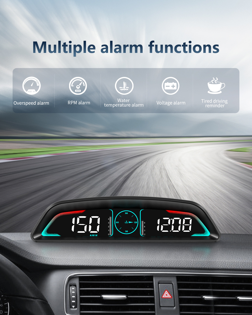 Car Head-Up Display (HUD) Vehicle Speed, Water Temperature, Fuel Consumption Display OBD High-Definition Multifunctional Car Instrument
