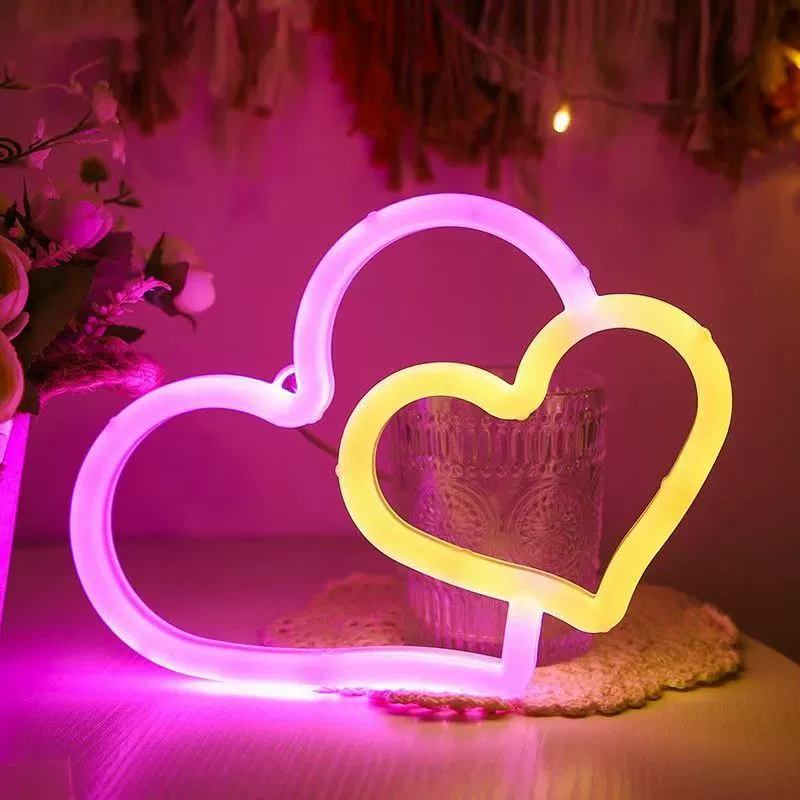 LED двухсторонняя креативная ночная лампа, двойное питание USB+батарея, необычные формы (5V)