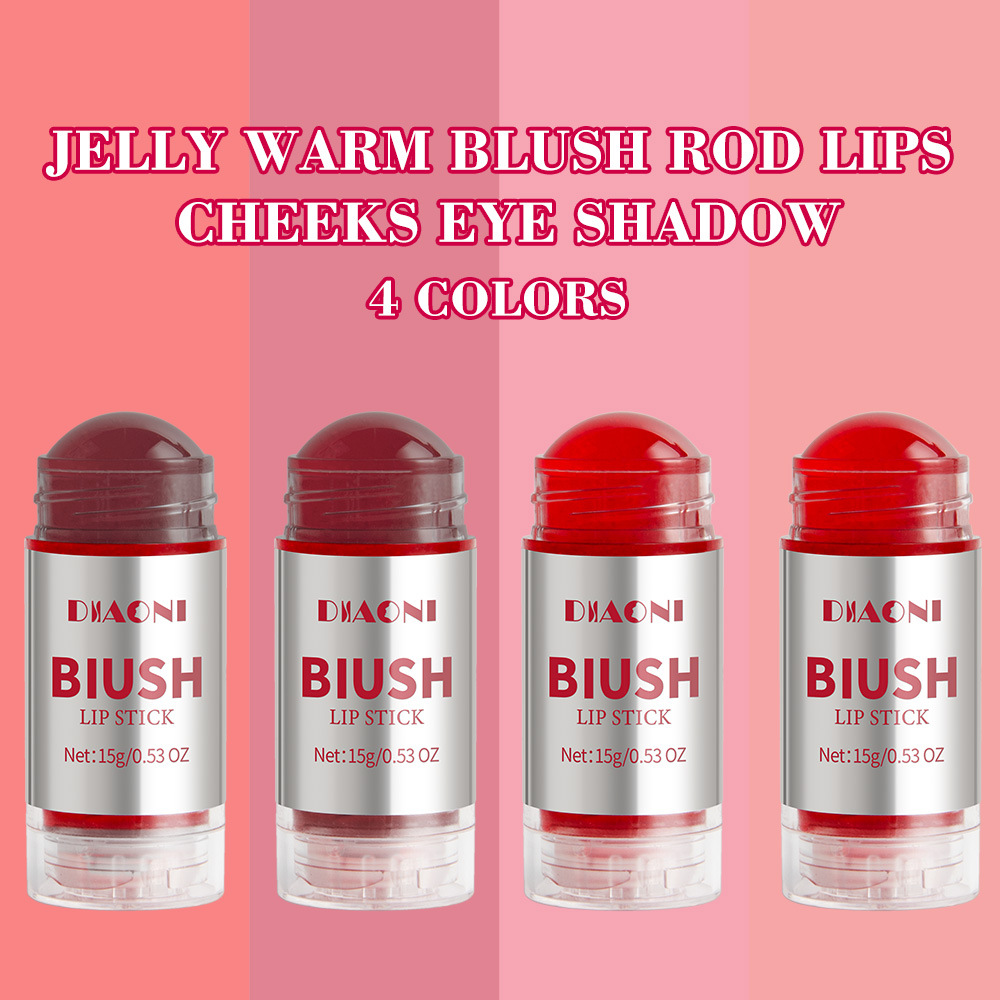 跨境果冻腮红唇颊眼影多用提亮腮红棒唇彩胭脂显色腮红膏大容量