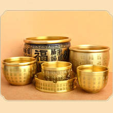 招财进宝百福铜缸纯黄铜米缸聚宝盆摆件家居聚财小存钱罐批发代发