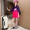 T-shirt, children's summer summer clothing for leisure, western style, gradient, suitable for teen, loose fit