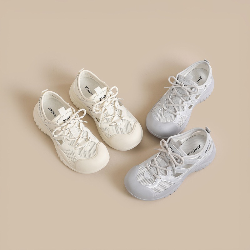 Sandal thể thao nữ quai chữ V mặt lưới thoáng khí — KS516E Màu be
