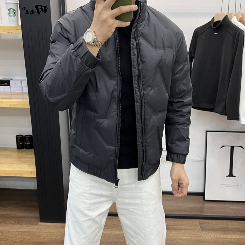 Winter Stand Collar Versatile down Jacket Fashion Thick Designer Korean Style White Duck down Warm Lightweight Men's Coat