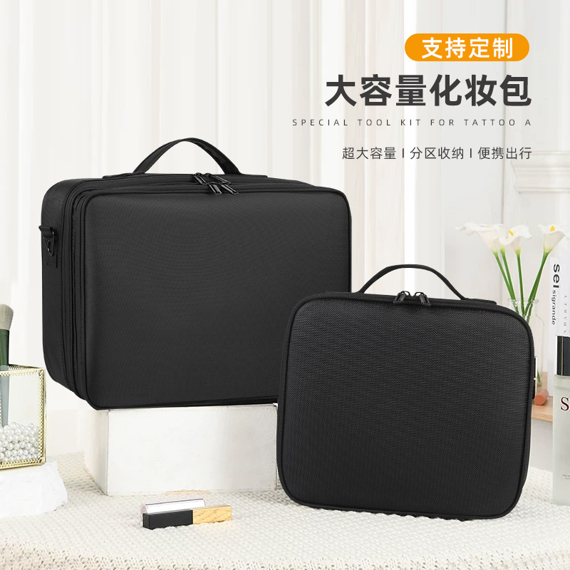 Bolsa de maquillaje portátil del fabricante original, bolsa de almacenamiento de cosméticos portátil de gran capacidad, caja de maquillaje, almacenamiento en el hogar, impermeable