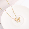 Golden necklace stainless steel, pendant, cute chain for key bag , cat's eye, Korean style, internet celebrity