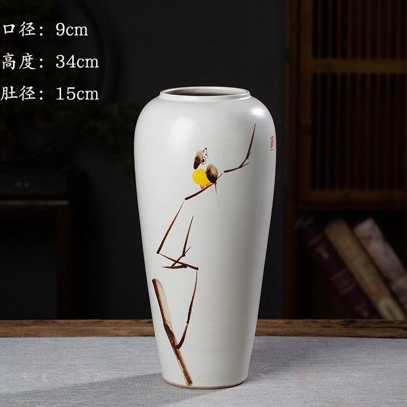 Jingdezhen nuevo jarrón de cerámica china planta maceta de flores de cerámica vintage flor seca sala de estar decoración moderna simple estricta
