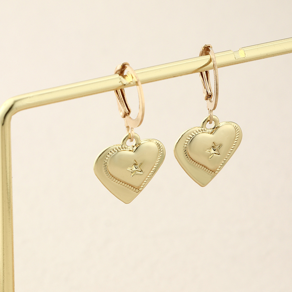 Fashion Geometric Heart-shaped Simple Star Alloy Drop Earrings display picture 5